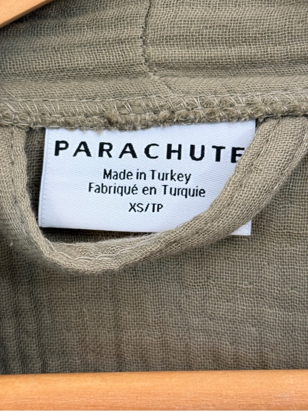 Parachute Home Cotton Robe in Olive Green XS - Picture 3 of 6